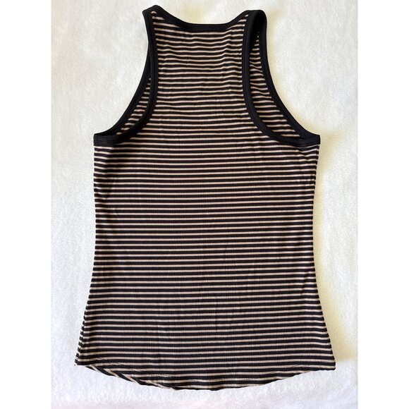 Athleta Signature Rib Tank Brown/Black Stripe size Small - Picture 4 of 4
